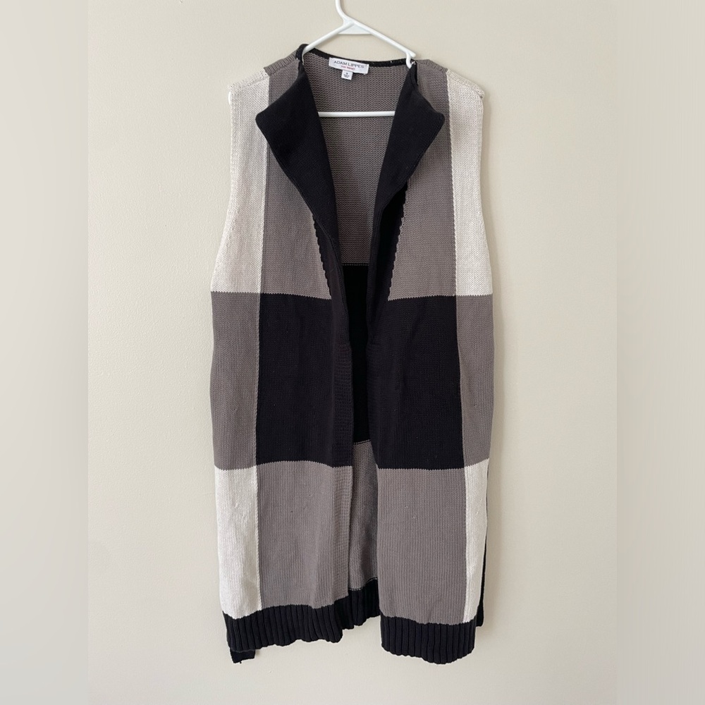 Adam Lippes Color Block Belted Sweater Vest Duster